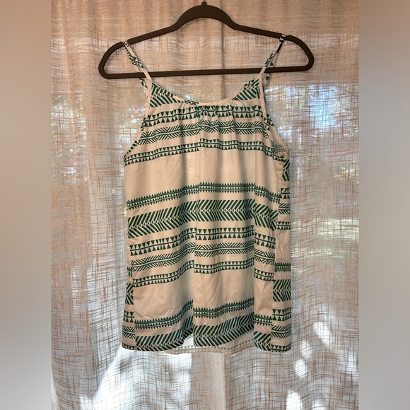 Green and White Lightweight Geometric Striped Tank Top. - Picture 3 of 10